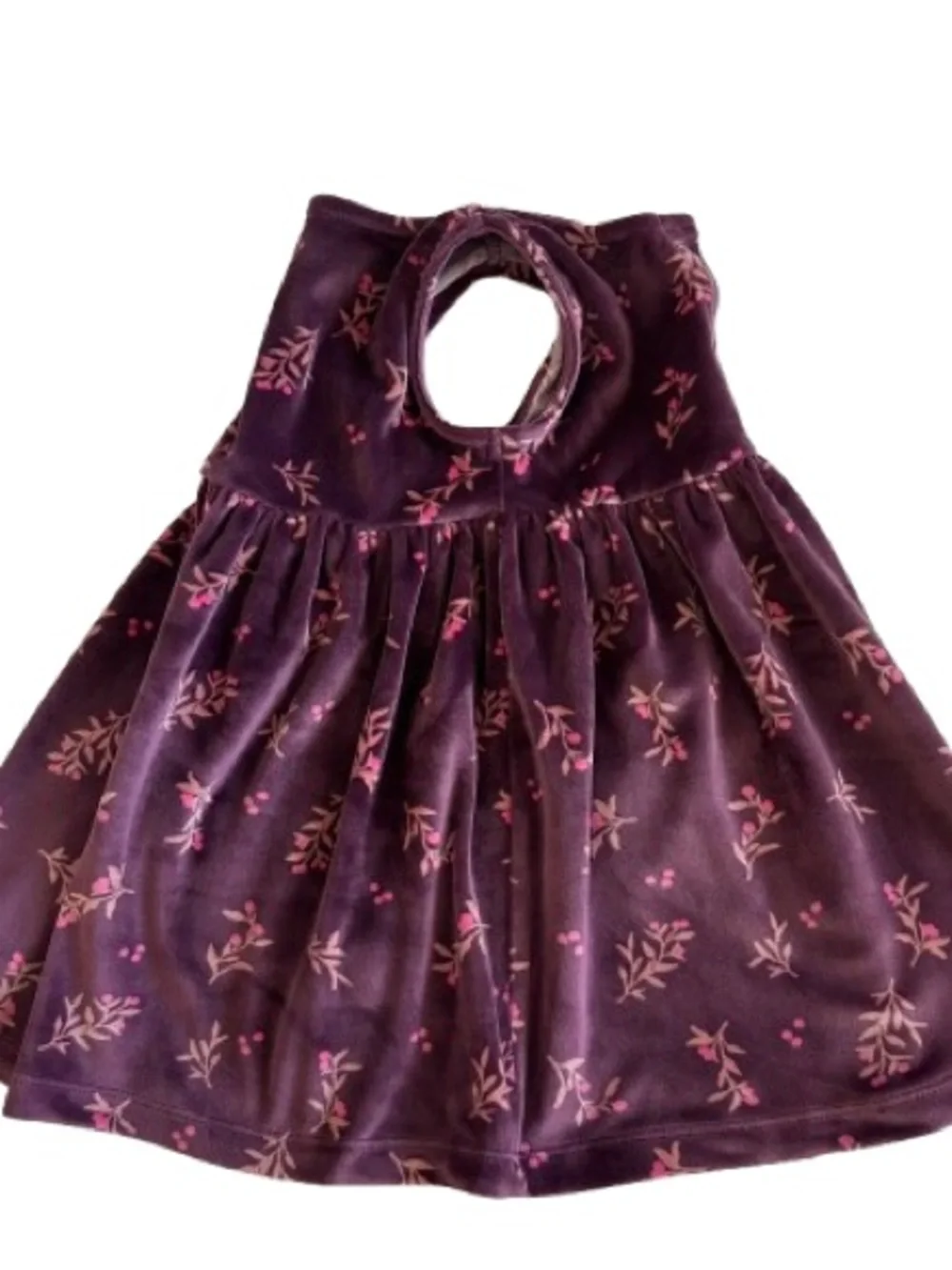 Carter's Girl' 24m Plum & Pink Floral Print Velvet Sleeveless Dress & Round Neck